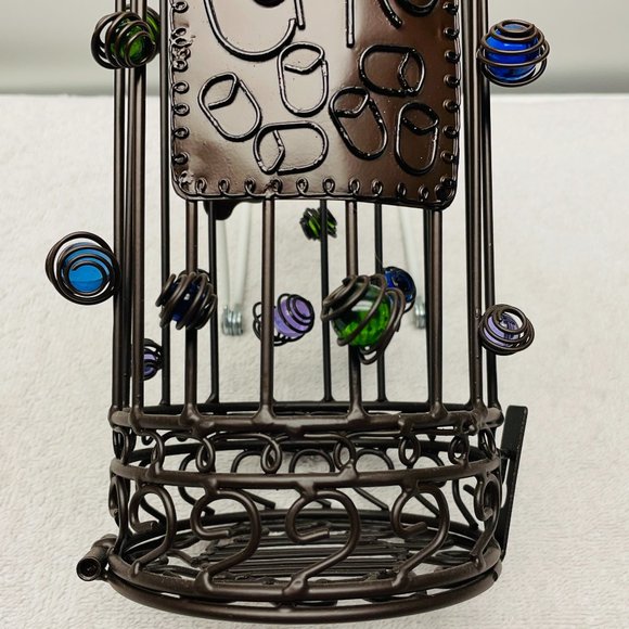 NWT Wine Bottle Cork Cage, Epic Brand, Metal, Glass Beads, 14" T x 4 1/4" D - Picture 2 of 15